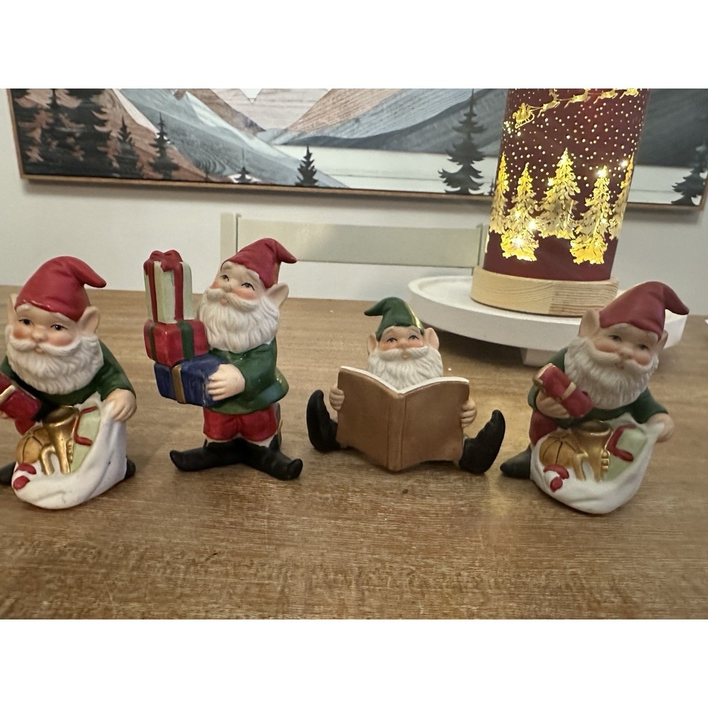 Vintage Set of 4 Homco Christmas Toymaker‎ Elves Pixies Figurines #5602